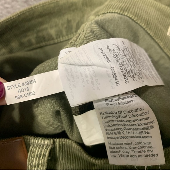 Madewell Cali Demi-Boot Corduroy Cropped Pants Green 24 Raw Hem Button Fly - Picture 13 of 14